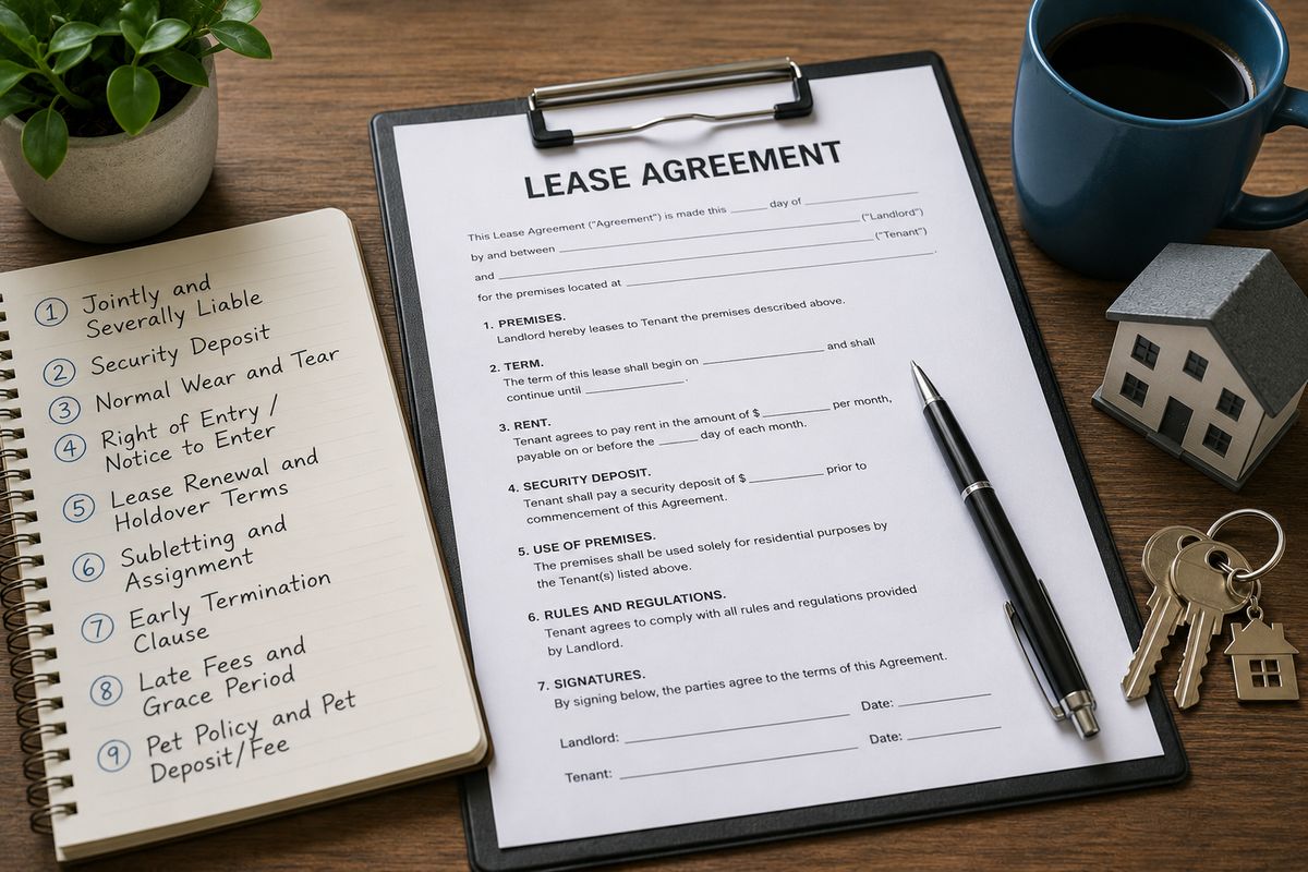 Illustration for the article 9 Common Lease Terms Every Renter Should Actually Understand