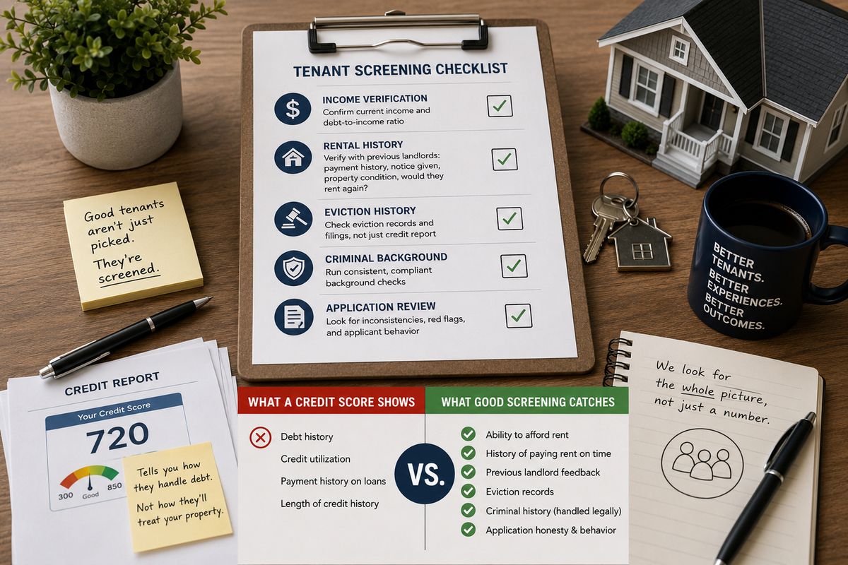 Illustration for the article What Good Tenant Screening Actually Catches (That a Credit Score Doesn't)
